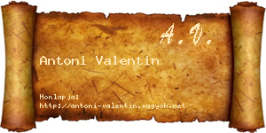 Antoni Valentin névjegykártya